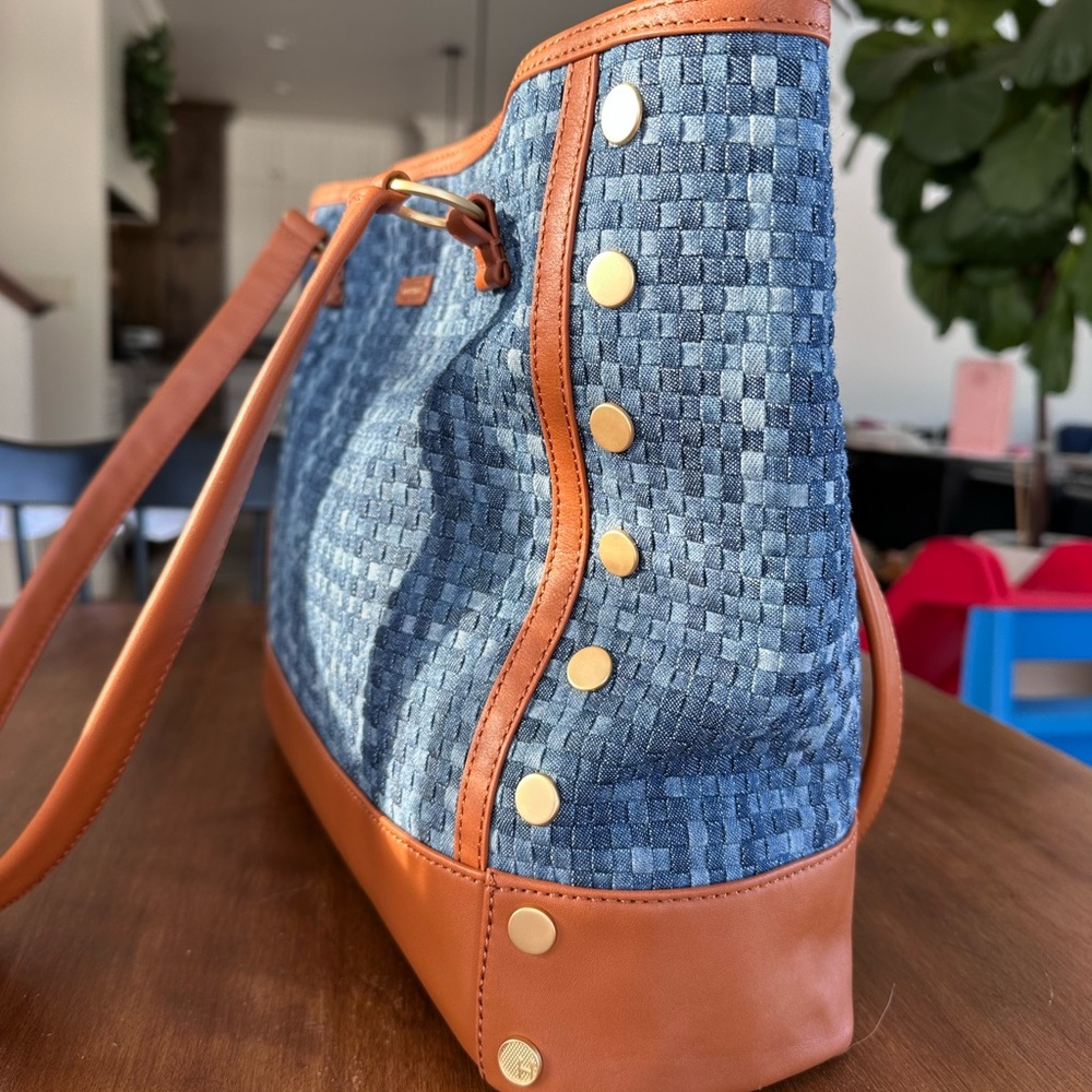 Hammitt Andersen Revival Top Handle Bag, Mosaic Denim and Brushed Gold Hardware - Picture 4 of 7